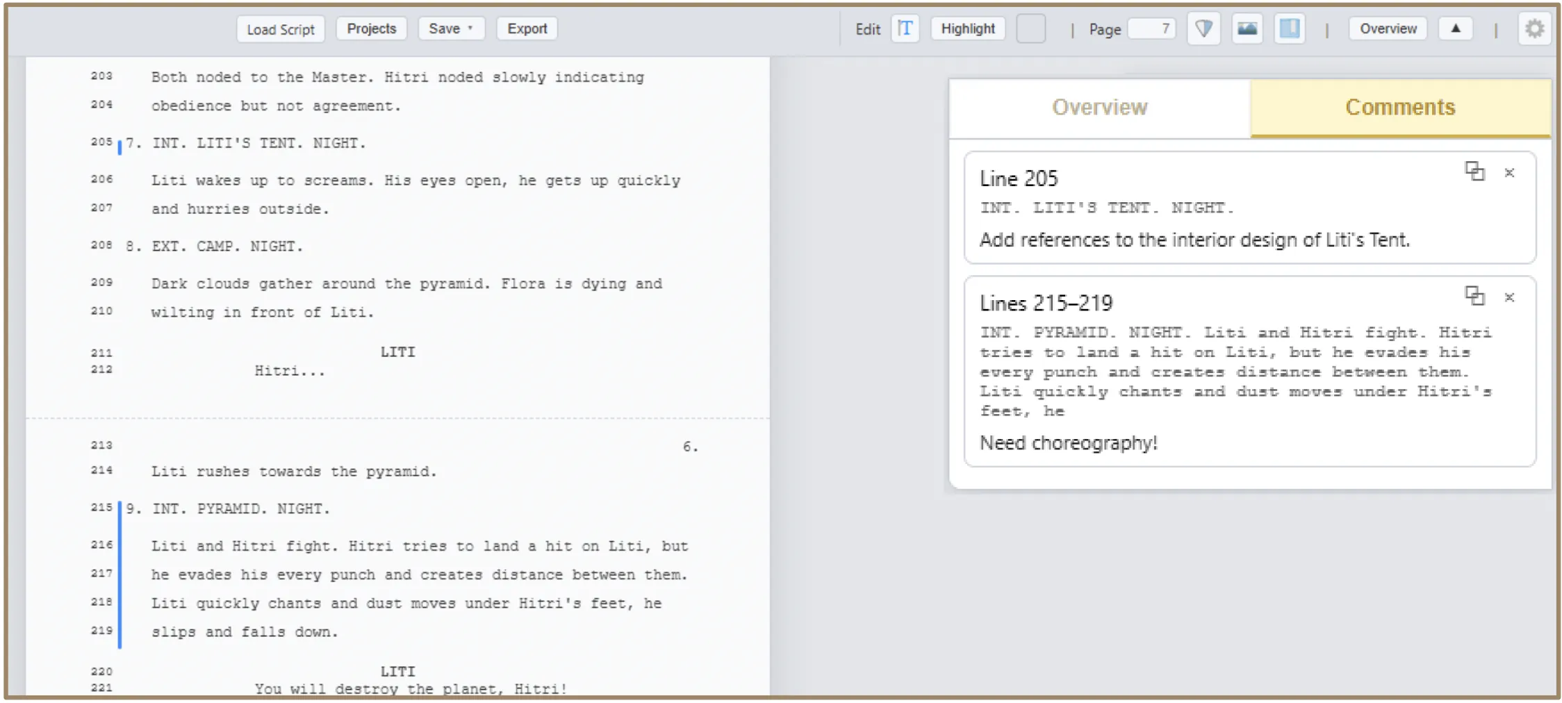 Comment Window showing the quoted text, formatting tools, and comment field